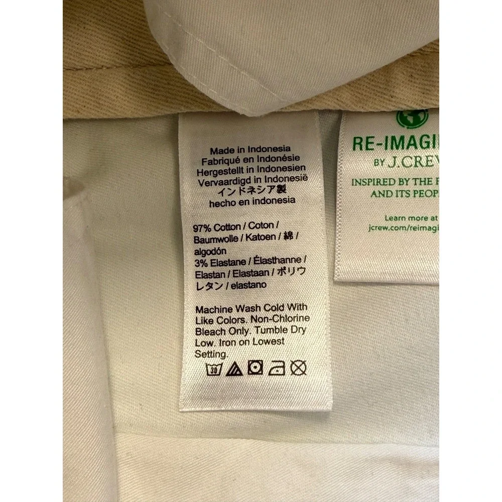 J.Crew 1040 Athletic Tapered-fit stretch chino pant 33x30 White AV209 New
